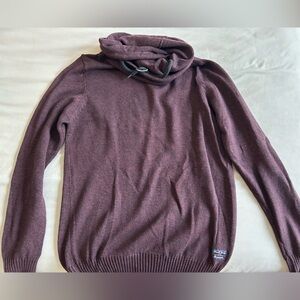 H&M Men's Burgundy Knit Hoodie Sweater
